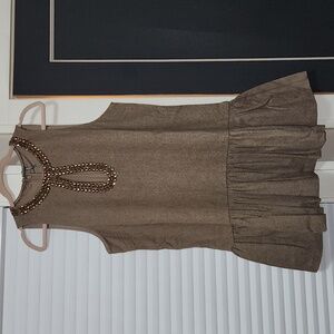 Anthropologie Beaded Keyhole Sleeveless Mini Dress